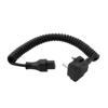Picture of UK Type G BS 1363 Plug to C13, Coiled 18 AWG Cord, LSZH EPR Jacket, Black, 2 Foot Compressed Length