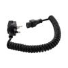 Picture of UK Type G BS 1363 Plug to C13, Coiled 18 AWG Cord, LSZH EPR Jacket, Black, 2 Foot Compressed Length