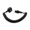 Picture of UK Type G BS 1363 Plug to C13, Coiled 18 AWG Cord, LSZH EPR Jacket, Black, 2 Foot Compressed Length