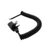 Picture of UK Type G BS 1363 Plug to Open, Coiled 18 AWG Cord, LSZH EPR Jacket, Black, 2 Foot Compressed Length