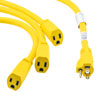 Picture of NEMA 5-15P to Triple NEMA 5-15R W Splitter Cable, 14 AWG, 6FT, Yellow