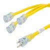Picture of NEMA 5-15P to Triple NEMA 5-15R W Splitter Cable, 14 AWG, LED Connectors, 3FT, Yellow