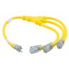 Picture of NEMA 5-15P to Triple NEMA 5-15R W Splitter Cable, 14 AWG, LED Connectors, 3FT, Yellow