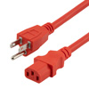 Picture of Universal CPU Power Cord - Nema 5-15P to C13 - 15 Amp - 15 FT - Red