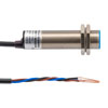 Picture of Capacitive Proximity Sensor, Cylindrical, M18, Shielded, Ni-plated Brass, PNP NC, Sensing Distance 5 mm, 2 meter 3-wire cable