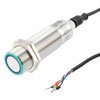 Picture of Ultrasonic Proximity Sensor, Cylindrical, M30 threaded, Ni-plated Brass, PNP, Sensing Range 80 to 1500 mm, 5-pin A-coded M12 connector