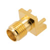 Picture of RF PCB Connector, SMA, Female,  Up to 18 GHz, Edge Mount, Straight, 0.047 inch PCB Thickness, 0.020 inch pin diameter
