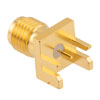 Picture of RF PCB Connector, SMA, Female,  Up to 18 GHz, Edge Mount, Straight, 0.059 inch PCB Thickness, 0.020 inch pin diameter