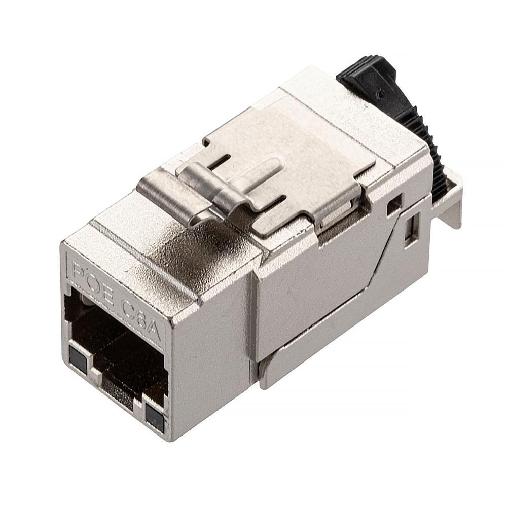 Picture of Category 6a 10gig PoE Light LED Keystone Jack, Shielded, PoE++ Compliant, Toolless Termination, Silver