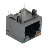 Picture of RJ45 (8x8) Surface Mount Jack Female with LED's, PCB Solder Post 90 Degree Orientation, Black