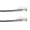 Picture of Category 6a 10gig Component Tested Slim Ethernet Patch Cable Assembly, 28AWG Stranded, RJ45 Male Plug, CM PVC Jacket, Black, 0.5FT