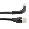 Picture of Ethernet Category 6a 10gig Right Angle Patch Cable, F/UTP Shielded, 26AWG, RJ45 Straight to Down, CMX PVC, Black, 15.0 ft