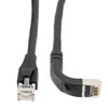 Picture of Ethernet Category 6a 10gig Right Angle Patch Cable, F/UTP Shielded, 26AWG, RJ45 Straight to Down, CMX PVC, Black, 15.0 ft