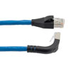 Picture of Ethernet Category 6a 10gig Right Angle Patch Cable, F/UTP Shielded, 26AWG, RJ45 Straight to Down, CMX PVC, Blue, 15.0 ft
