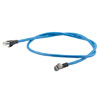 Picture of Ethernet Category 6a 10gig Right Angle Patch Cable, F/UTP Shielded, 26AWG, RJ45 Straight to Down, CMX PVC, Blue, 1.0 ft
