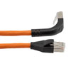 Picture of Ethernet Category 6a 10gig Right Angle Patch Cable, F/UTP Shielded, 26AWG, RJ45 Straight to Down, CMX PVC, Orange, 7.0 ft