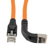 Picture of Ethernet Category 6a 10gig Right Angle Patch Cable, F/UTP Shielded, 26AWG, RJ45 Straight to Down, CMX PVC, Orange, 7.0 ft