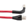 Picture of Ethernet Category 6a 10gig Right Angle Patch Cable, F/UTP Shielded, 26AWG, RJ45 Straight to Down, CMX PVC, Red, 7.0 ft
