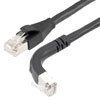 Picture of Ethernet Category 6a 10gig Right Angle Patch Cable, F/UTP Shielded, 26AWG, RJ45 Straight to Up, CMX PVC, Black, 15.0 ft