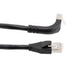 Picture of Ethernet Category 6a 10gig Right Angle Patch Cable, F/UTP Shielded, 26AWG, RJ45 Straight to Up, CMX PVC, Black, 15.0 ft