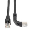 Picture of Ethernet Category 6a 10gig Right Angle Patch Cable, F/UTP Shielded, 26AWG, RJ45 Straight to Up, CMX PVC, Black, 15.0 ft