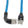 Picture of Ethernet Category 6a 10gig Right Angle Patch Cable, F/UTP Shielded, 26AWG, RJ45 Straight to Up, CMX PVC, Blue, 15.0 ft
