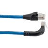 Picture of Ethernet Category 6a 10gig Right Angle Patch Cable, F/UTP Shielded, 26AWG, RJ45 Straight to Up, CMX PVC, Blue, 15.0 ft