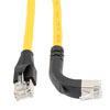 Picture of Ethernet Category 6a 10gig Right Angle Patch Cable, F/UTP Shielded, 26AWG, RJ45 Straight to Up, CMX PVC, Yellow, 5.0 ft