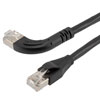 Picture of Ethernet Category 6a 10gig Right Angle Patch Cable, F/UTP Shielded, 26AWG, RJ45 Straight to Left, CMX PVC, Black, 15.0 ft
