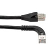 Picture of Ethernet Category 6a 10gig Right Angle Patch Cable, F/UTP Shielded, 26AWG, RJ45 Straight to Left, CMX PVC, Black, 15.0 ft