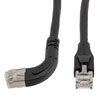 Picture of Ethernet Category 6a 10gig Right Angle Patch Cable, F/UTP Shielded, 26AWG, RJ45 Straight to Left, CMX PVC, Black, 15.0 ft
