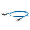 Picture of Ethernet Category 6a 10gig Right Angle Patch Cable, F/UTP Shielded, 26AWG, RJ45 Straight to Left, CMX PVC, Blue, 15.0 ft