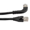 Picture of Ethernet Category 6a 10gig Right Angle Patch Cable, F/UTP Shielded, 26AWG, RJ45 Straight to Right, CMX PVC, Black, 15.0 ft