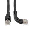 Picture of Ethernet Category 6a 10gig Right Angle Patch Cable, F/UTP Shielded, 26AWG, RJ45 Straight to Right, CMX PVC, Black, 1.0 ft
