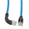 Picture of Ethernet Category 6a 10gig Right Angle Patch Cable, F/UTP Shielded, 26AWG, RJ45 Straight to Right, CMX PVC, Blue, 15.0 ft
