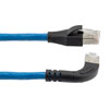 Picture of Ethernet Category 6a 10gig Right Angle Patch Cable, F/UTP Shielded, 26AWG, RJ45 Straight to Right, CMX PVC, Blue, 15.0 ft