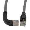 Picture of Ethernet Category 6a 10gig Right Angle Patch Cable, F/UTP Shielded, 26AWG, RJ45 Straight to Right, CMX PVC, Gray, 10.0 ft