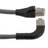 Picture of Ethernet Category 6a 10gig Right Angle Patch Cable, F/UTP Shielded, 26AWG, RJ45 Straight to Right, CMX PVC, Gray, 10.0 ft