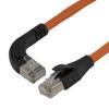 Picture of Ethernet Category 6a 10gig Right Angle Patch Cable, F/UTP Shielded, 26AWG, RJ45 Straight to Right, CMX PVC, Orange, 5.0 ft