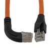 Picture of Ethernet Category 6a 10gig Right Angle Patch Cable, F/UTP Shielded, 26AWG, RJ45 Straight to Right, CMX PVC, Orange, 5.0 ft