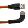 Picture of Ethernet Category 6a 10gig Right Angle Patch Cable, F/UTP Shielded, 26AWG, RJ45 Straight to Right, CMX PVC, Orange, 5.0 ft