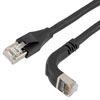Picture of Ethernet 6a 10gig Right-Angle Patch Cable, F/UTP Shielded, 26AWG, RJ45 Straight to Down, LSZH, Black, 15 FT
