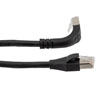 Picture of Ethernet 6a 10gig Right-Angle Patch Cable, F/UTP Shielded, 26AWG, RJ45 Straight to Down, LSZH, Black, 15 FT