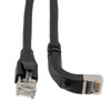 Picture of Ethernet 6a 10gig Right-Angle Patch Cable, F/UTP Shielded, 26AWG, RJ45 Straight to Down, LSZH, Black, 15 FT