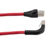 Picture of Ethernet 6a 10gig Right-Angle Patch Cable, F/UTP Shielded, 26AWG, RJ45 Straight to Down, LSZH, Red, 15 FT