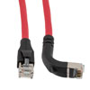 Picture of Ethernet 6a 10gig Right-Angle Patch Cable, F/UTP Shielded, 26AWG, RJ45 Straight to Down, LSZH, Red, 15 FT