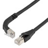 Picture of Ethernet 6a 10gig Right-Angle Patch Cable, F/UTP Shielded, 26AWG, RJ45 Straight to Up, LSZH, Black, 15 FT