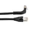 Picture of Ethernet 6a 10gig Right-Angle Patch Cable, F/UTP Shielded, 26AWG, RJ45 Straight to Up, LSZH, Black, 15 FT
