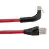 Picture of Ethernet 6a 10gig Right-Angle Patch Cable, F/UTP Shielded, 26AWG, RJ45 Straight to Up, LSZH, Red, 10 FT