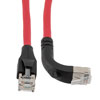Picture of Ethernet 6a 10gig Right-Angle Patch Cable, F/UTP Shielded, 26AWG, RJ45 Straight to Up, LSZH, Red, 10 FT